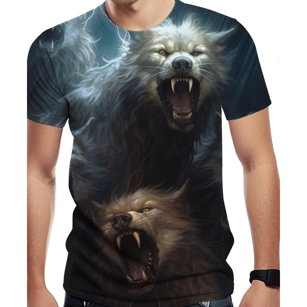 Mens T shirt Men's Novelty Wolf Graphic Print Tee Men's Casual T Shirt tee Casual tops summer clothes Breathable and stylish