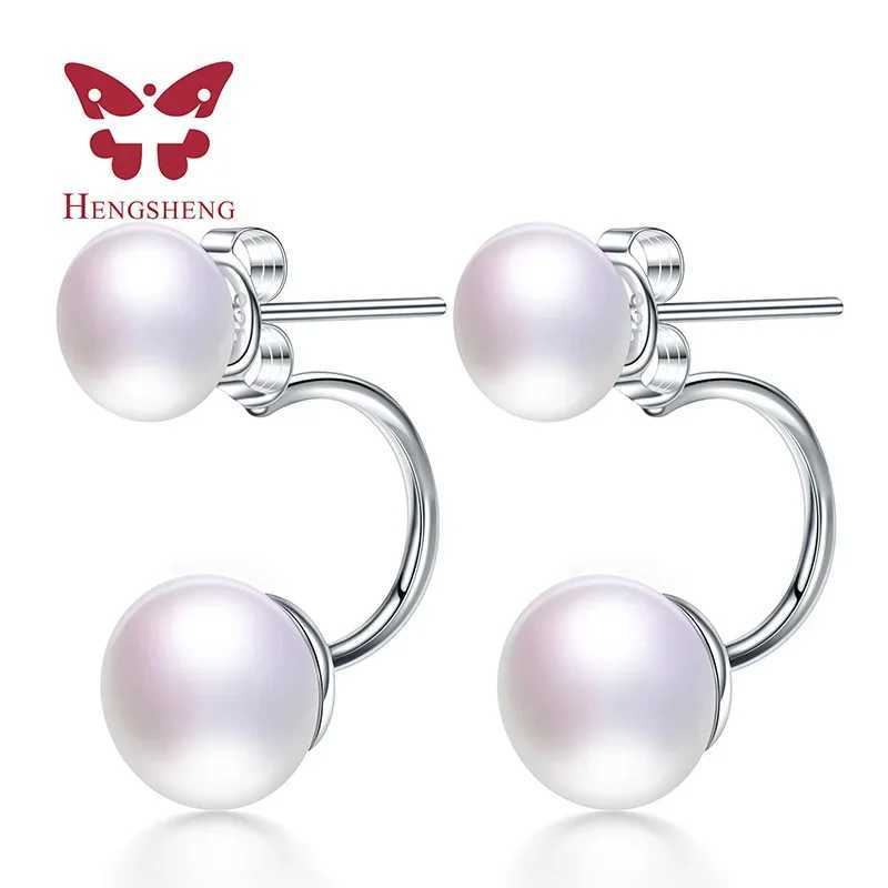 High quality double pearl earrings 100% natural freshwater pearl earrings double-sided wearing pearl earrings W241023