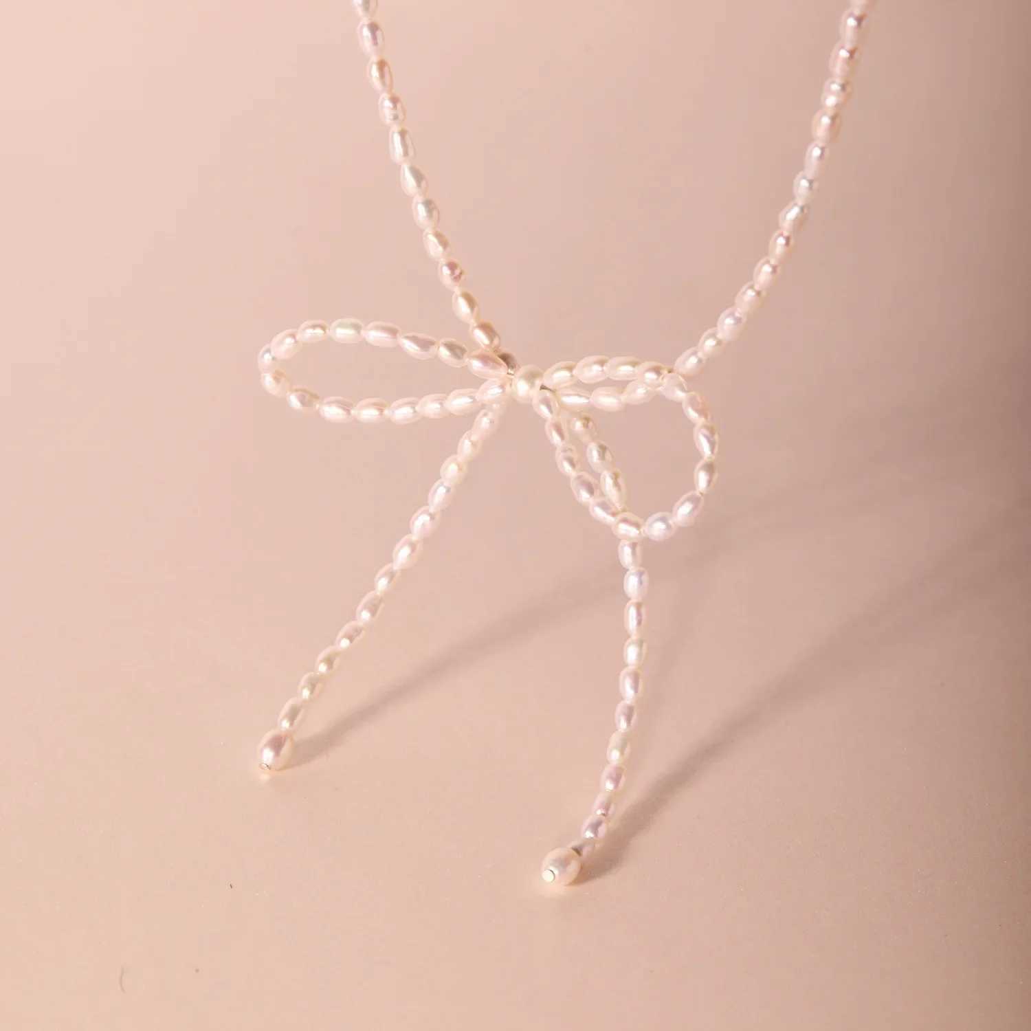 New imitation pearl earrings necklace tassel style bow pendant necklace trend necklace Y2K jewelry W241023