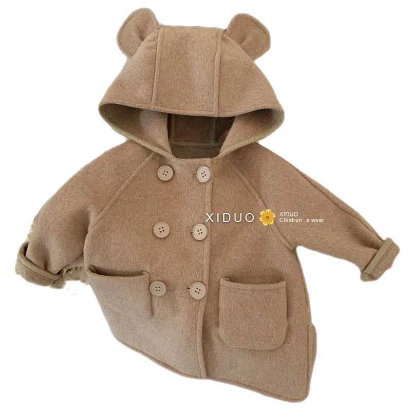 Girls wool coat jacket cotton coat 2023 dazzling warm thick velvet winter and autumn youth and childrens clothing W241023