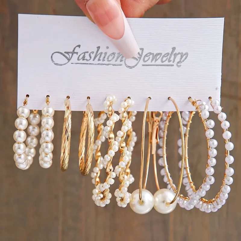 Fashion imitation pearl earring set new 6 pairs combination light luxury and niche design earrings and earrings W241023