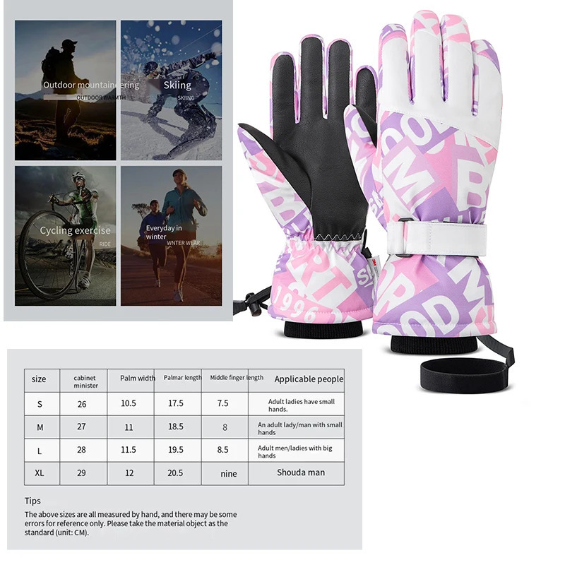 Oulylan Waterproof Ski Snowboard Gloves Touchscreen Outdoor Thickened Snow Motorcycle 241024