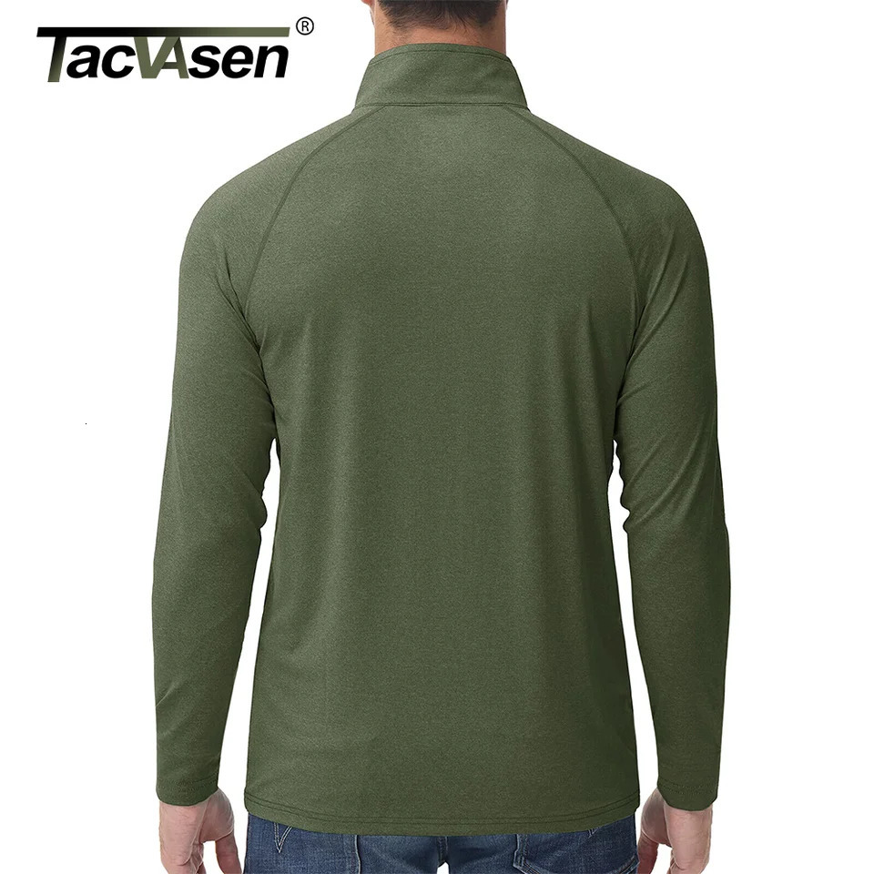 TACVASEN UPF501/4 zipper collar stain resistant UV top mens long sleeved sun/UV protection T-shirt runner T-shirt outdoor 241024