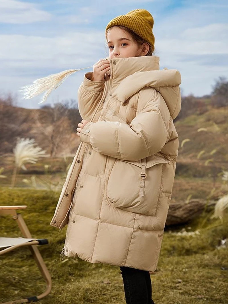 Teen girls down jacket winter solid color keep warm and fashionable childrens park jacket zipper jacket 4 6 8 10 12 14 year TR244 241024