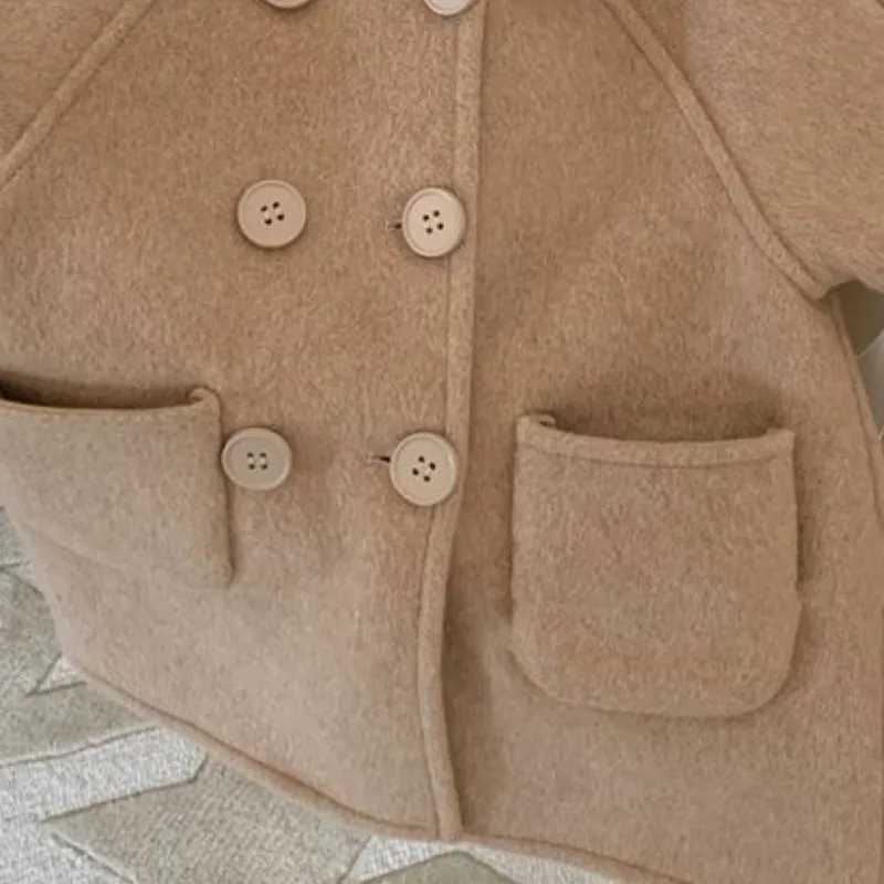 Girls wool coat jacket cotton coat 2023 dazzling warm thick velvet winter and autumn youth and childrens clothing W241023