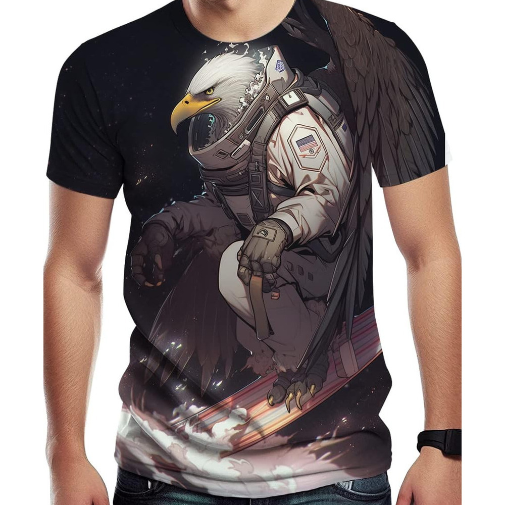 Mens T shirt Men's Short Sleeve American Flag Creative Novelty Casual tops summer clothes Breathable and stylish