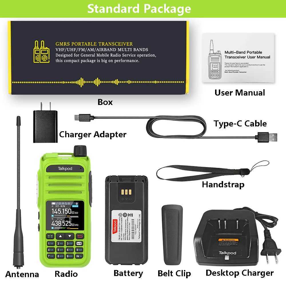 Interphone Talkpod A36Plus Walkie Talkie 5W Portable Ham CB Radio AM FM VHF UHF 7-Band NOAA Weather Receive Transceiver Two Way Radio Z241024