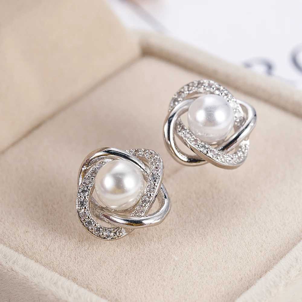 Huitan white imitation pearl earrings are suitable for elegant brides weddings engagements party decorations sparkling CZ luxury jewelry W241023