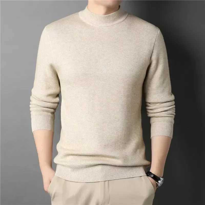Wool 2024 Brand New Mens Cashmere Sweater Half Turtleneck Men Sweaters Knit Pullovers for Male Youth Slim Knitwear Man Sweater LX241024