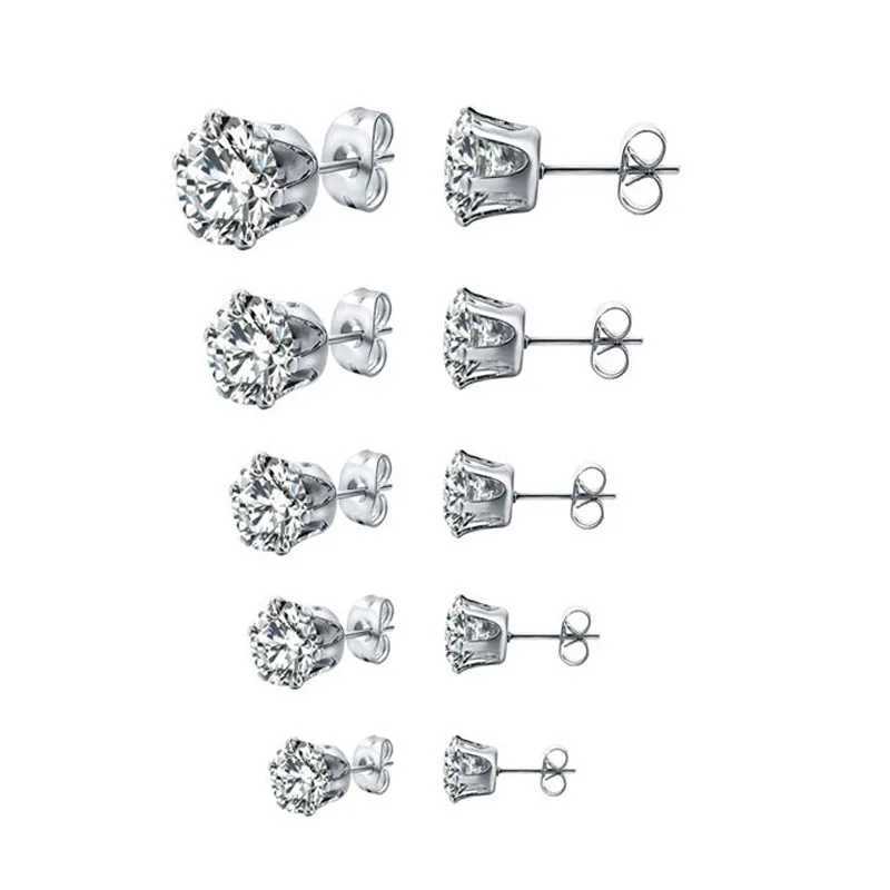 5 Pairs Hypoallergenic Stainless Steel Size 3/4/5/6/7mm Faux Pearl Cubic Zirconia CZ Ball Stud Earrings Set for Women GirlsX241023