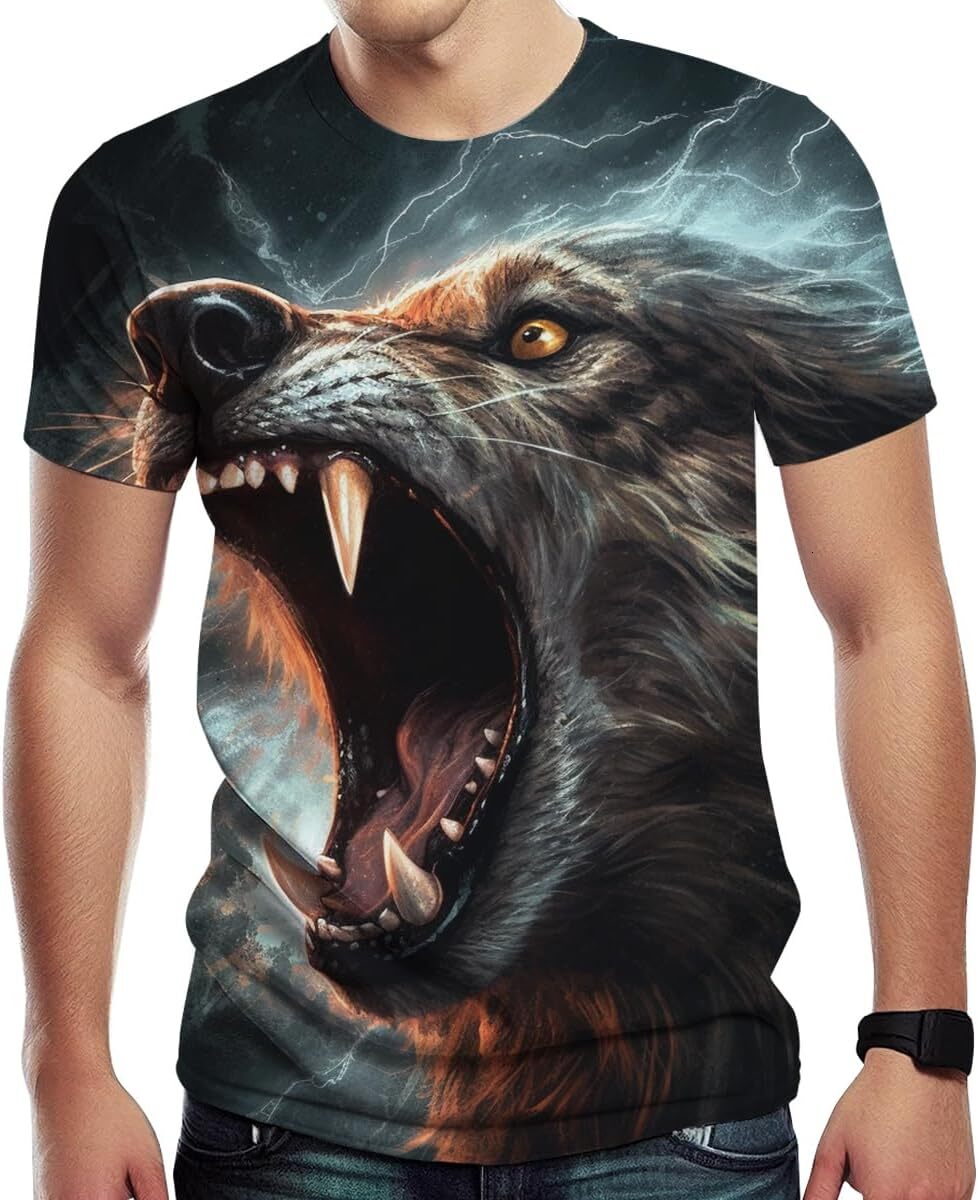 Mens T shirt Men's Novelty T-Shirt Wolf Graphic Print Sporty and Casual Tee Top tee Casual tops summer clothes cool