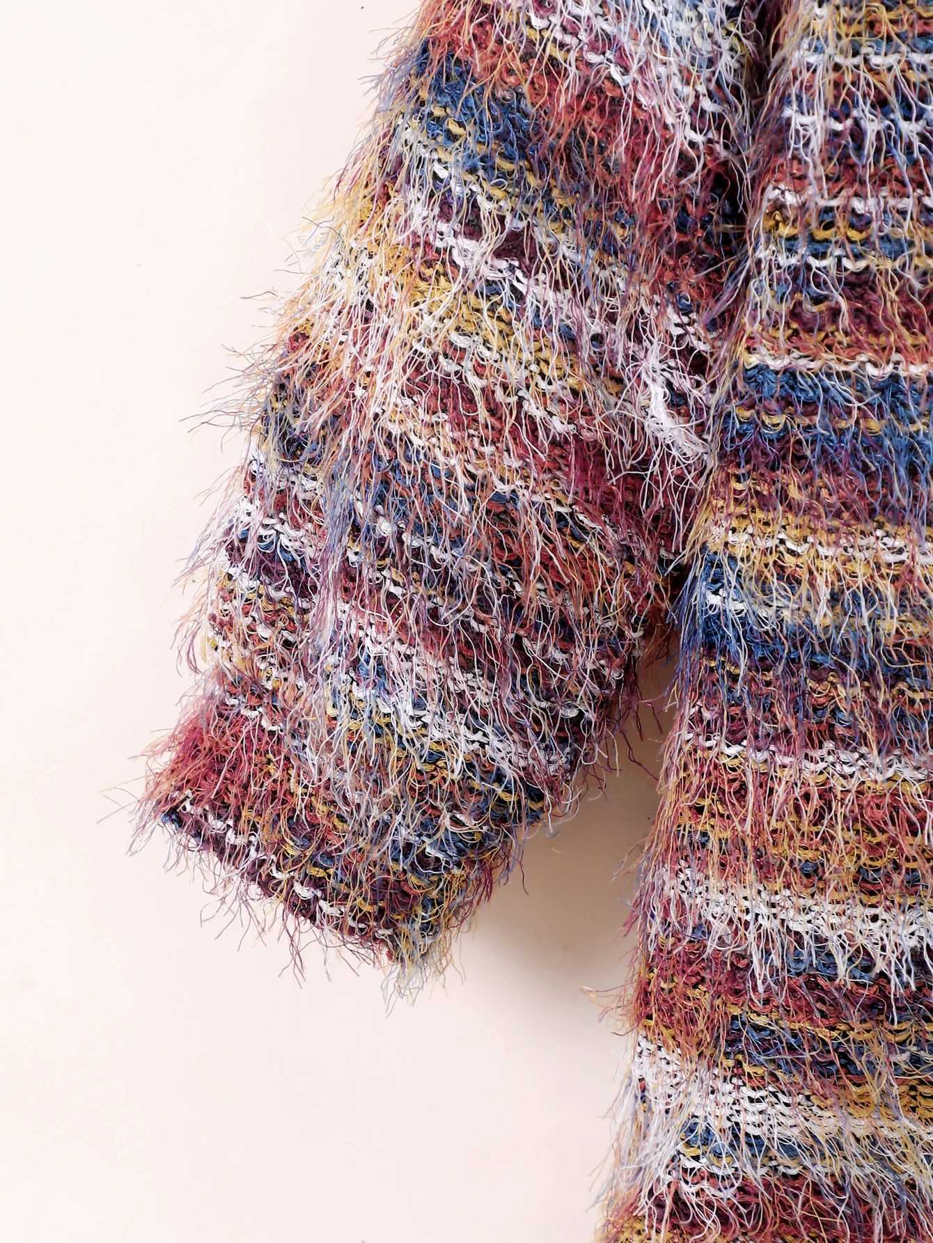 Zhongda Childrens New Product Fashion Knitted Plush Long Cardigan for Girls in Autumn and Winter W241023