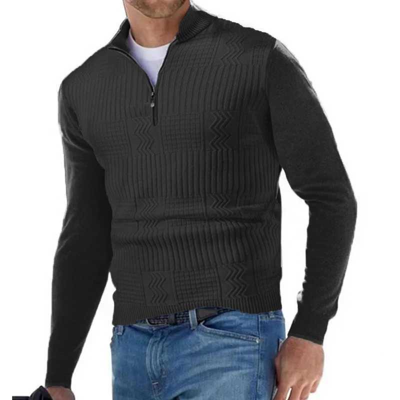 New Mens Half Zipper Sweaters Solid Color Pullover V-neck Long Sleeve Knitted Warm Sweater Autumn Casual Slim Sweatshirts LX241024