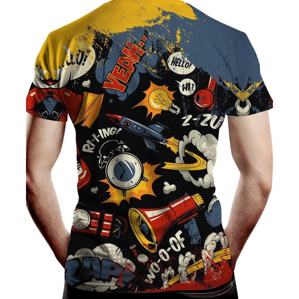 Mens T shirt Men's Cool T Shirt with Graffiti Graphic Print, Street Novelty Best Birthday tee Casual tops summer clothes trend Fashionable and co