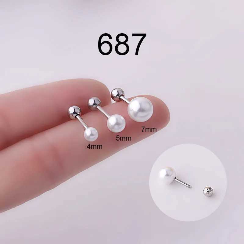 1 piece of 4/5/7mm imitation pearl earring 20G stainless steel earring joint screw stud perforated jewelry W241023