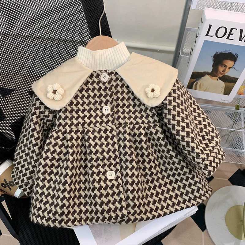 Womens wool coat jacket cotton coat windproof 2023 lapel warm thick velvet winter autumn Par childrens clothing W241023