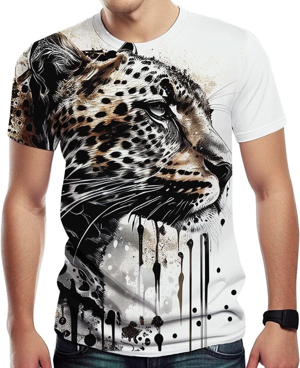Mens T shirt Men's Novelty Leopard Graphic Print Tee Men's Casual T Shirt tee Casual tops summer clothes trend cool