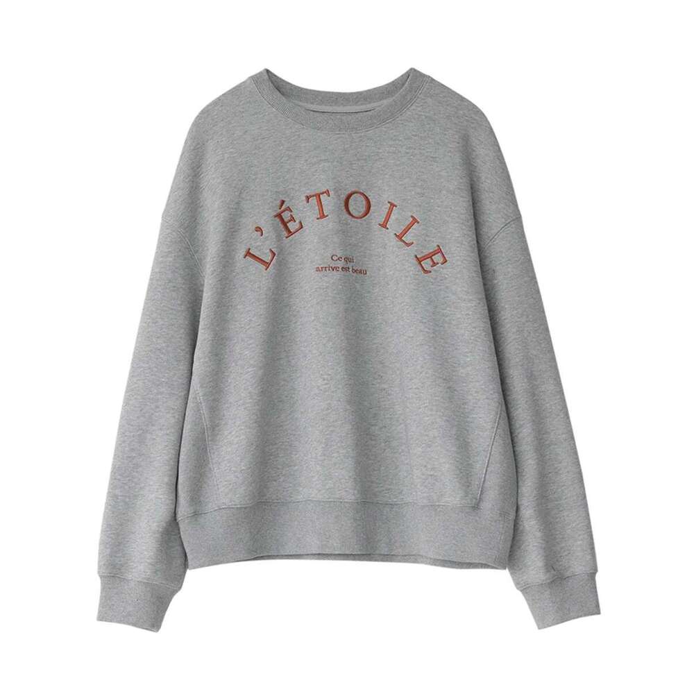CHIC VEN Women Sweatshirts Loose Grey Coat Letter Embroidered O Neck Pullover Female Top Autumn Winter Clothes 2024