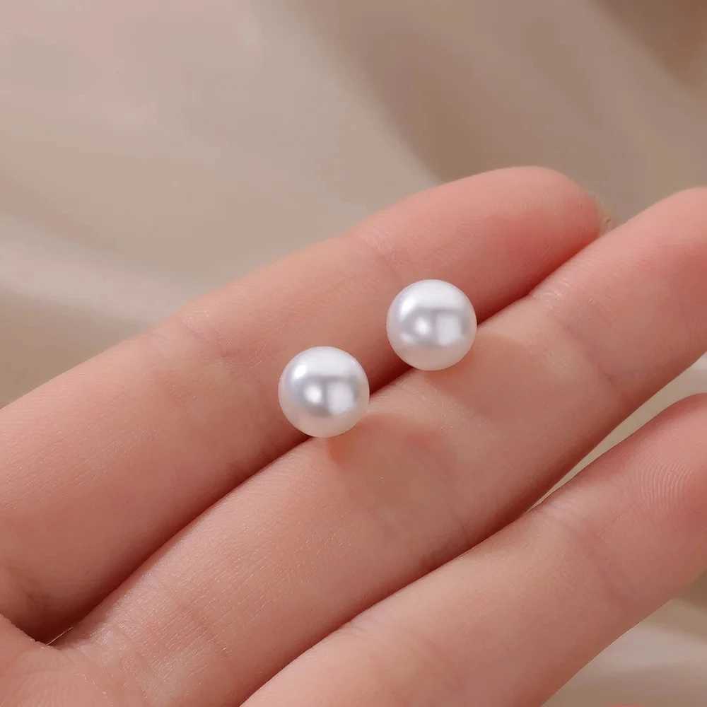 Fashion Imitation Pearl Earring For Women Stainless Steel Gold Color Round Pearl Earring Waterproof Party Aesthetic Jewelry GiftX241023