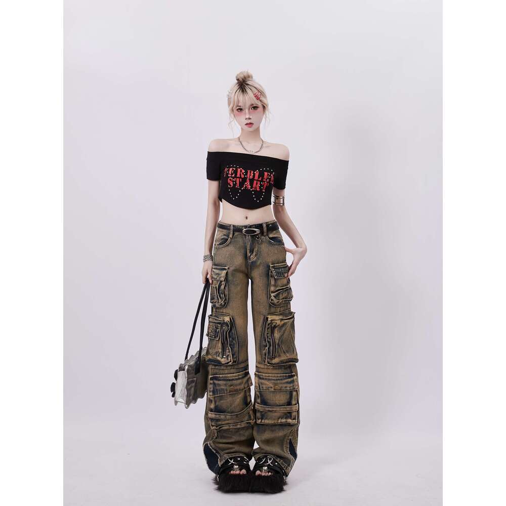 Women's Y2k Baggy Cargo Jeans Haruku Denim Trousers Aesthetic Punk Jean Pants Vintage Japanese 2000s Style Trashy Clothes 2024