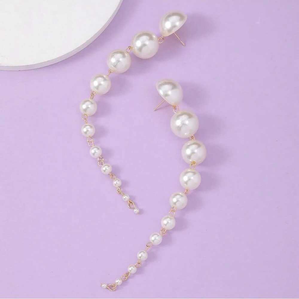 Womens long pendant earrings 2024 trend elegant imitation pearl tassel earrings wedding party jewelry decoration W241023