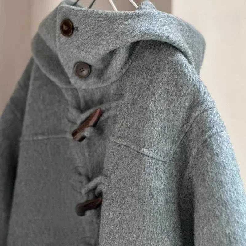Thick winter fashionable wool coat Korean childrens long wool coat childrens baby clothing hooded W241023