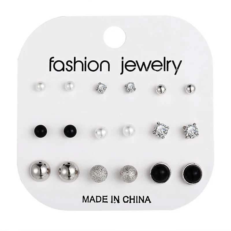 Hot 12 pairs/set of white simulated pearl earrings suitable for womens weddings bridal balls stud earrings Bijouteria Brincos Bijoux jewelry W241023