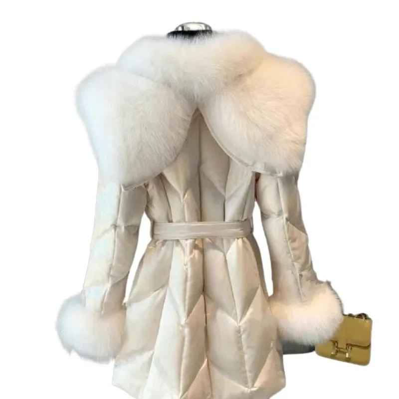 high-end down jacket womens imported fox fur shawl collar down jacket long fashionable warm slim fit fashionable jacket 241023