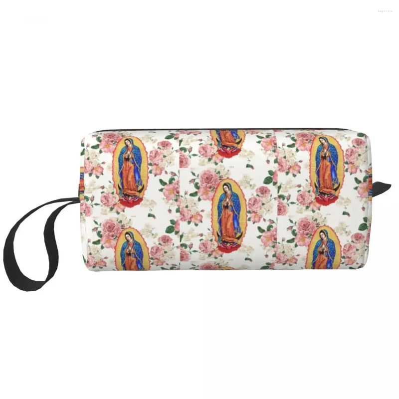 2025 NEW Cosmetic Bags Travel Virgin Of Guadalupe Toiletry Bag Fashion Mexico Catholic Mary Makeup Women Beauty Storage Dopp Kit Case zhanyishengli