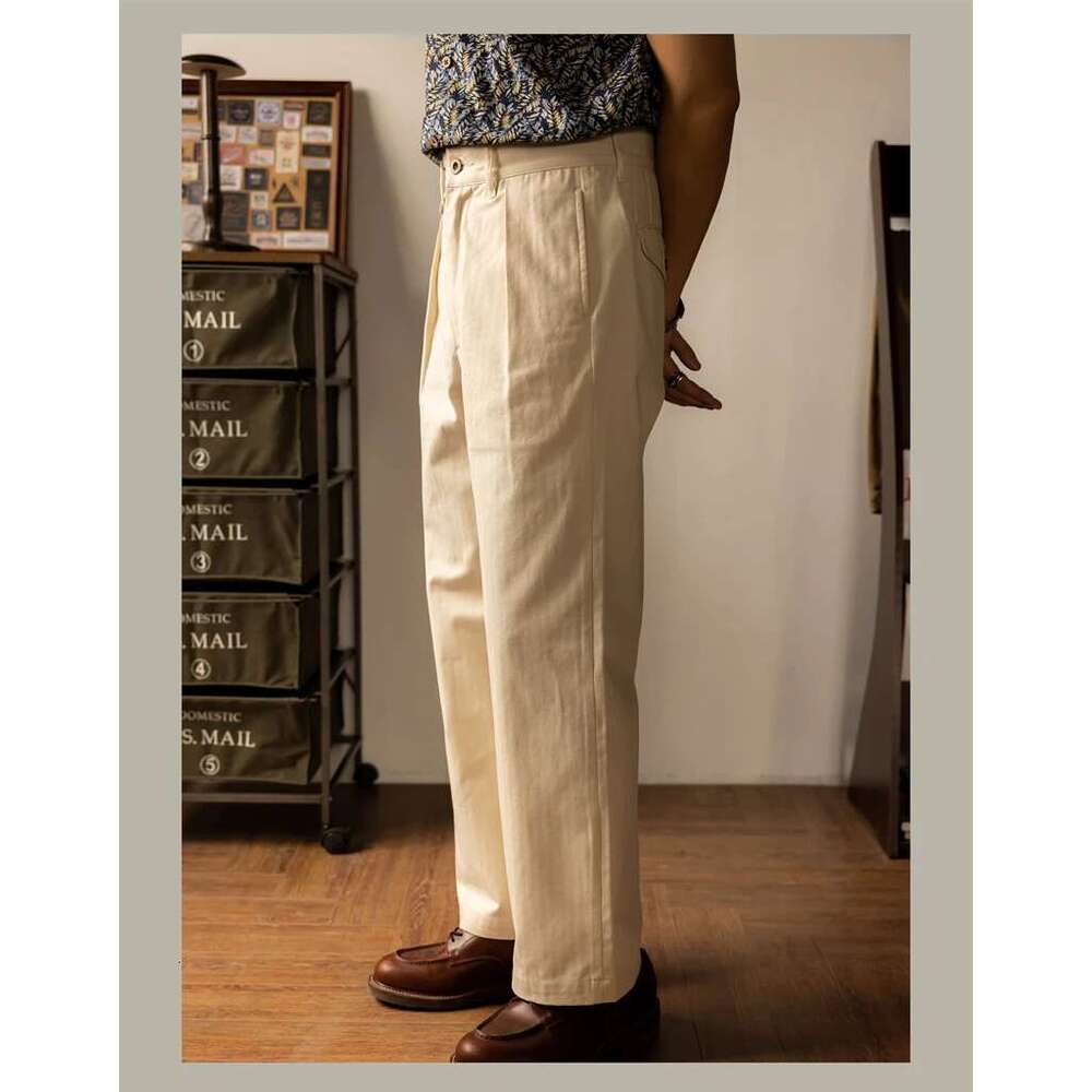 Red Tornado Men HBT Officer's High Rise Retro Uniform Wide Leg Straight Trousers Outdoor Camping Hiking Pants