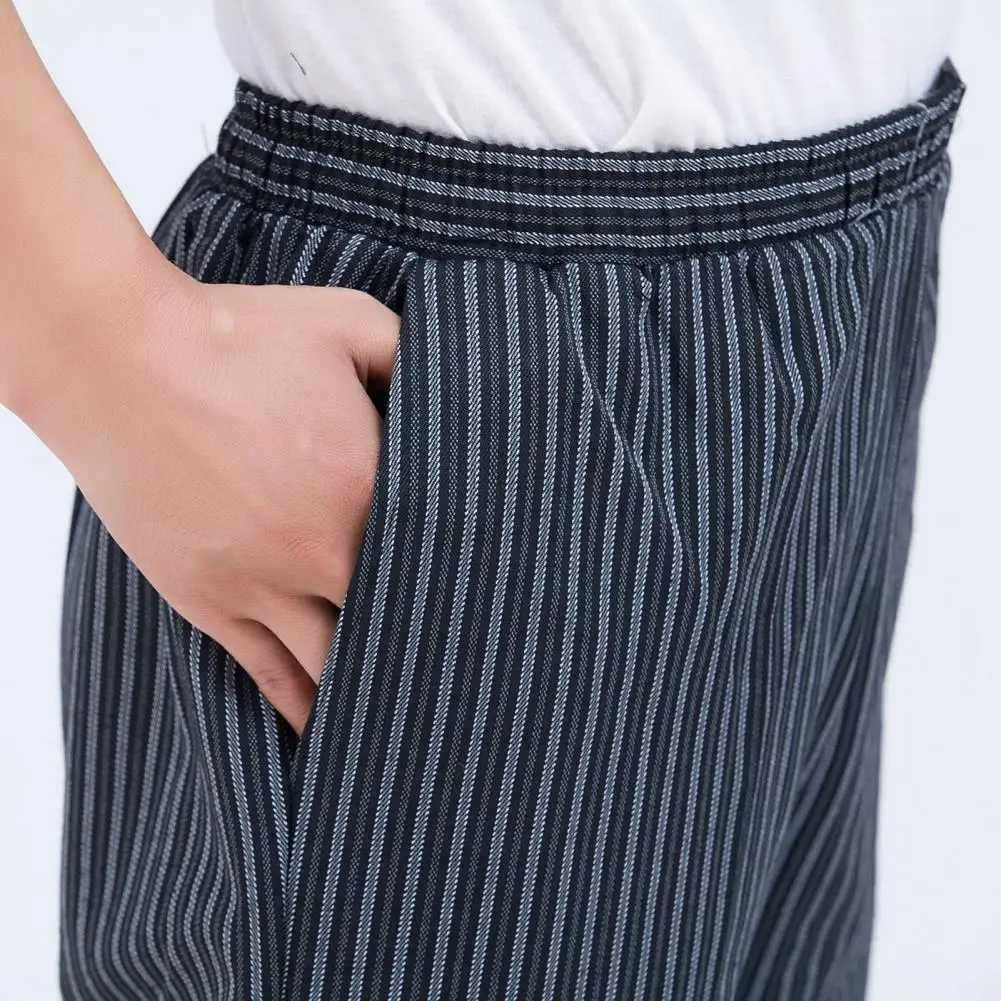 Chef Pants unisex loose elastic waist soft breathable pocket Stretchy Service Cook restaurant uniform waiter safety Trouser W241023