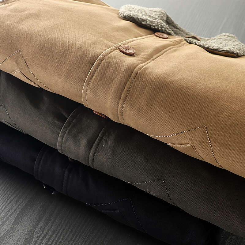 Men Thick Imitation Lamb Down Jacket Plush Coat Warm Lapel Work Deck Outdoor Trekking Camping Blazer Travel Cotton Outer Spirng