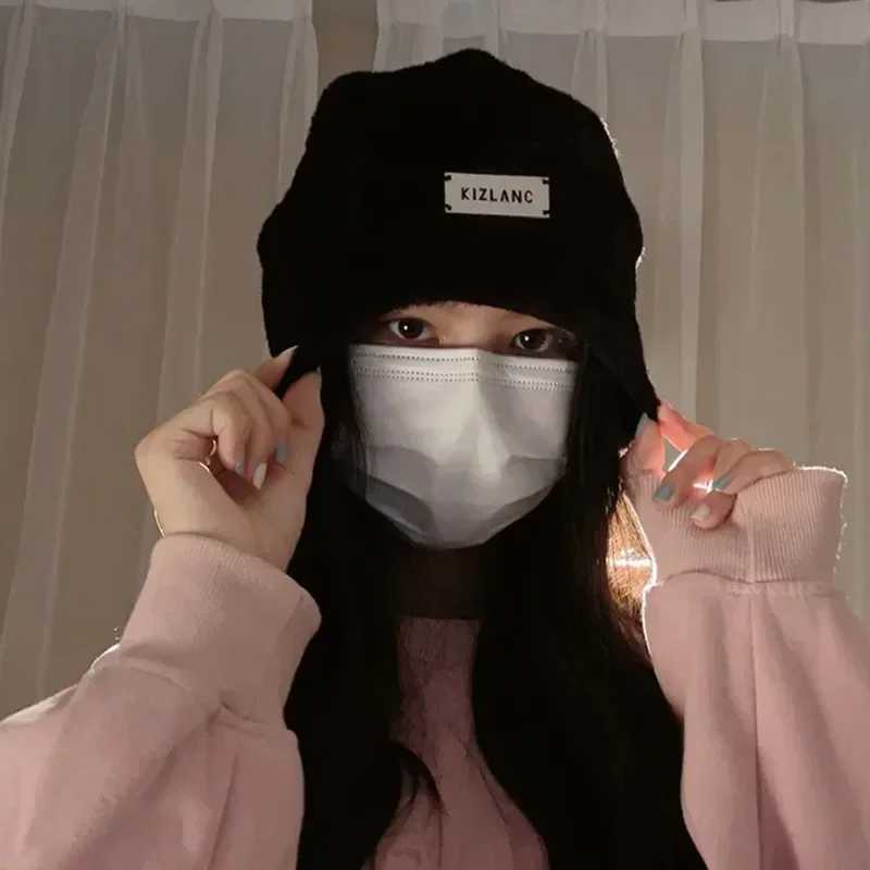 Fashionable velvet beanie winter warm solid bag wool Sklies hat outdoor cold proof thick hat Fem Gorros X241023