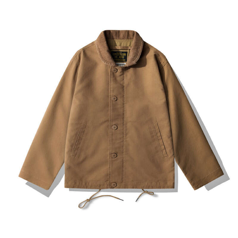 OKONKWO Navy N-1 Deck Jacket Thin Stand Up Collar Coat Amiki Outdoor Trekking Training Fiess Sports Camping Blazer Workwear