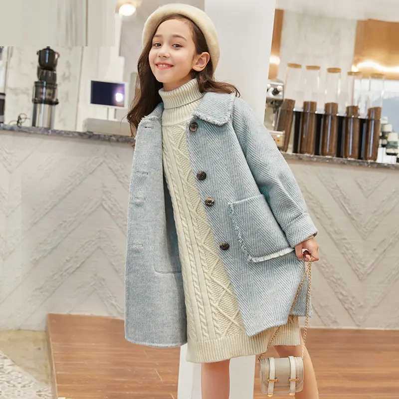 EACHIN Childrens Wool Coat 2023 New Thick Casual Womens Wool Jacket Childrens Long Coat Fashion Winter Womens Clothing W241023