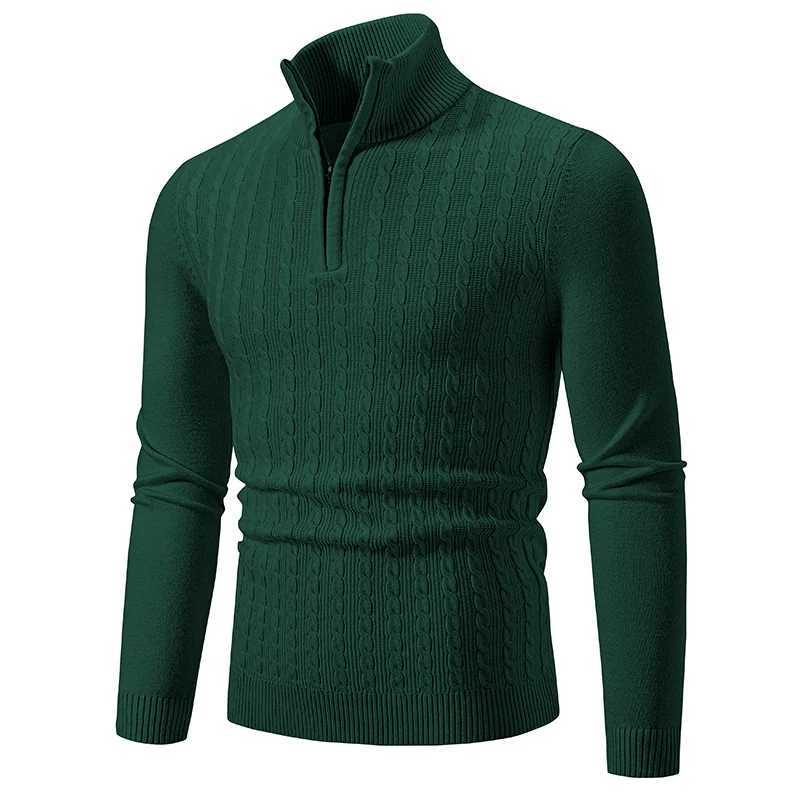 New Mens Pullover Warm Solid Color Half Zipper Sweater V-neck Long Sleeve Sweatwear Mens Knitted Sweatshirts Winter Top LX241024