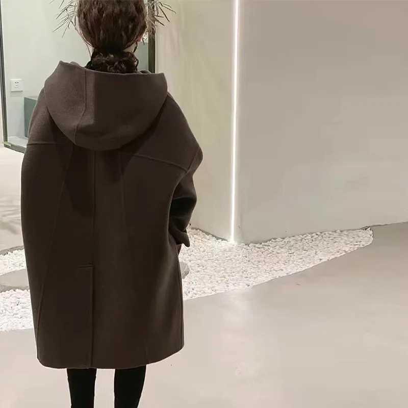 Womens wool coat windproof jacket 2023 loose and warm thick winter cotton Par Plus size childrens clothing W241023