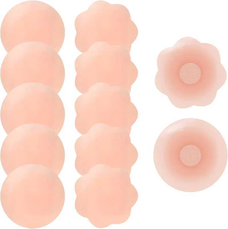 2/12Pcs Reusable Invisible Silicone Nipple Cover Self Adhesive Breast Chest Bra Pasties Pad Mat Stickers Accessories Bra PaddingXJ241024