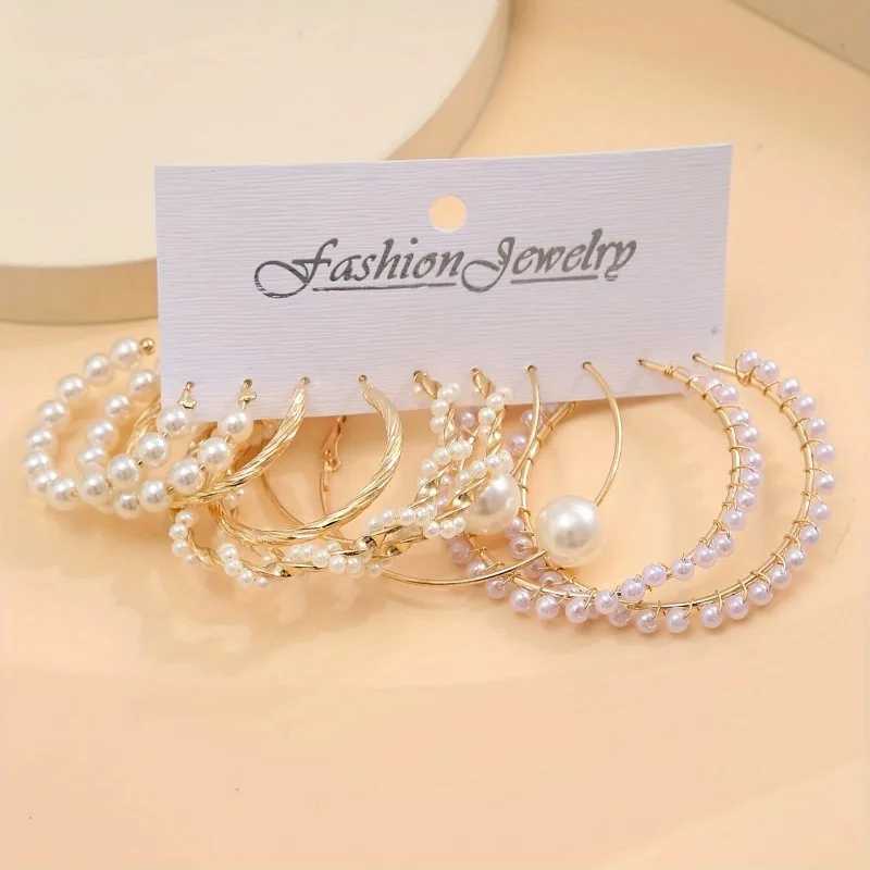 Fashion imitation pearl earring set new 6 pairs combination light luxury and niche design earrings and earrings W241023
