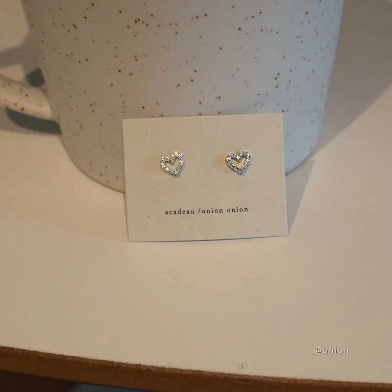 925 Sterling Silver Micro-set Zircon Heart Stud Earrings for Women Plated 14k Gold Mini Earring Girl Birthday Gifts JewelryX241023