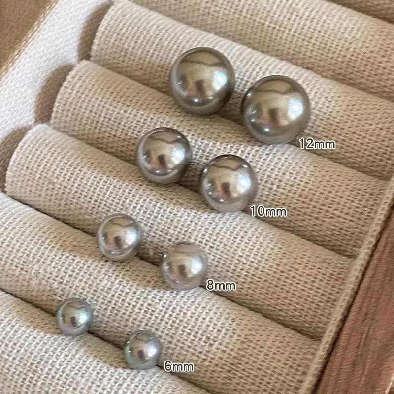 New French Minimalist Grey Imitation Pearl Stud Earrings 2023 Fashion Jewelry Daily Wear Accessories for Girls Womens PartyX241023