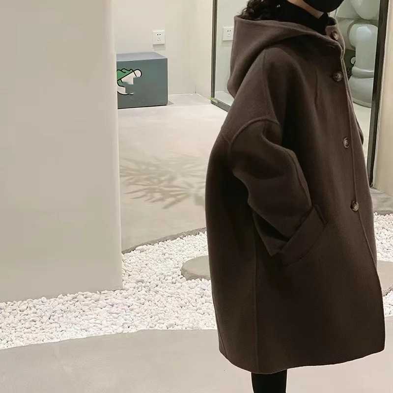 Womens wool coat windproof jacket 2023 loose and warm thick winter cotton Par Plus size childrens clothing W241023