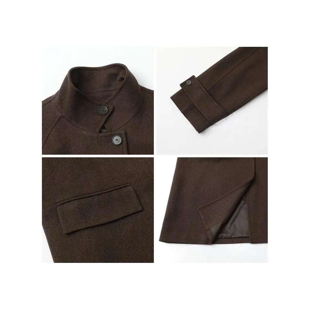 CHIC VEN Women's Overcoat Single Breasted Loose New Long Coat Stand-Up Collar Female Topcoat With Belt Autumn Winter 2024