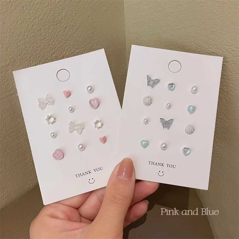 S925 Silver Needle Butterfly Opal Heart Stud Earrings for Women Girls New Candy Color Bowknot Pearl Stud Earrings Jewelry GiftsX241023