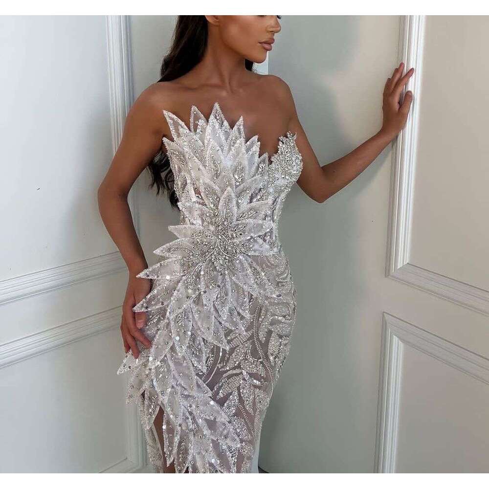 Sparkly Mermaid Evening Sleeveless V Neck Sequins Sexy Appliques Pearls 3D Lace Dias Beads Prom Dresses Custom Made