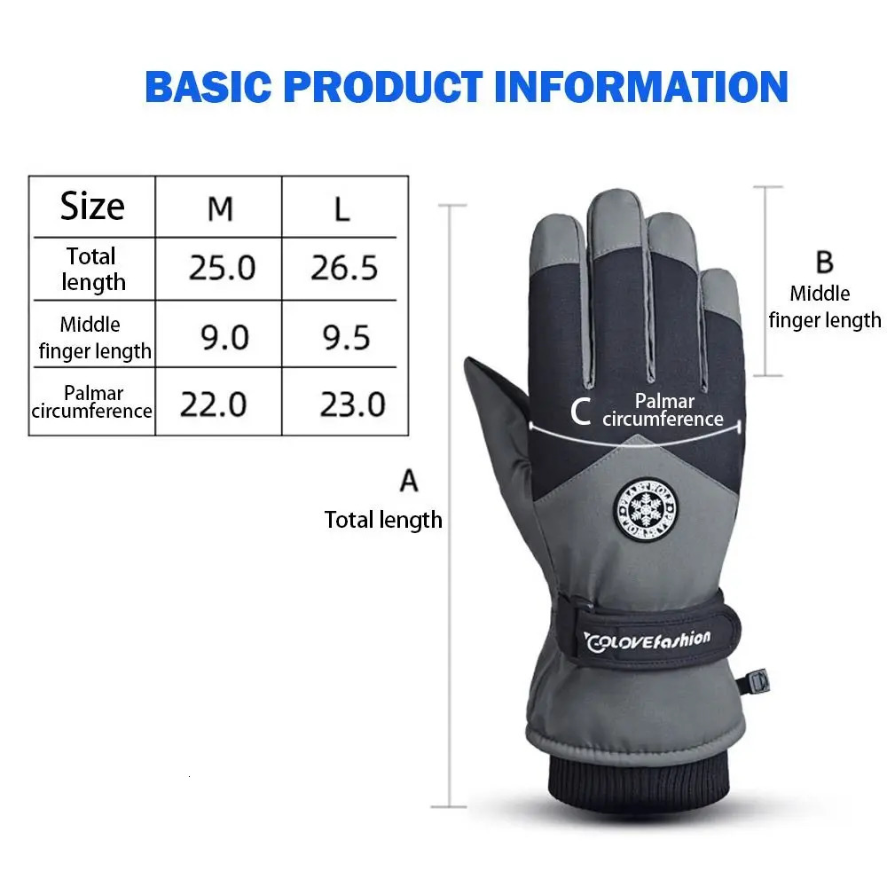 Winter Snowboard Ski Gloves PU Leather Nonslip Touch Screen Waterproof Motorcycle Cycling Fleece Warm Riding 241024