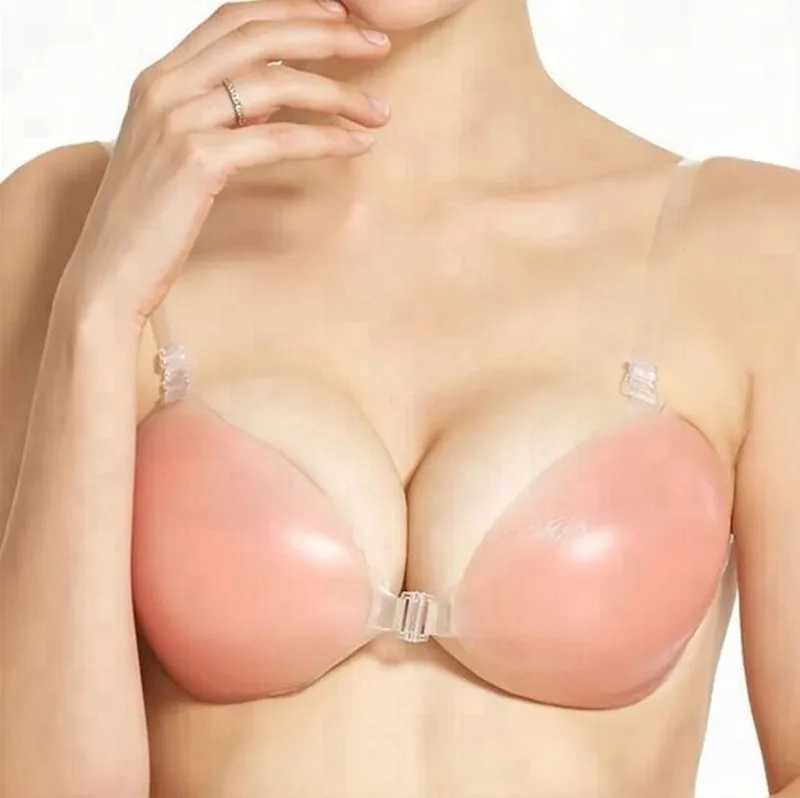 Sexy Invisible bra 3cm thick Self-Adhesive Strapless Silicone Breast Push up Bra with Clear Straps Size A B C DXJ241024