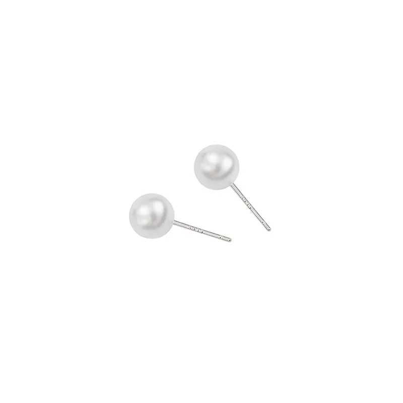Silver Needle Simple Exquisite White Pearl Earrings Suitable for Women Minimum Earaccessory Gift Size 3/6/8/10mm W241023