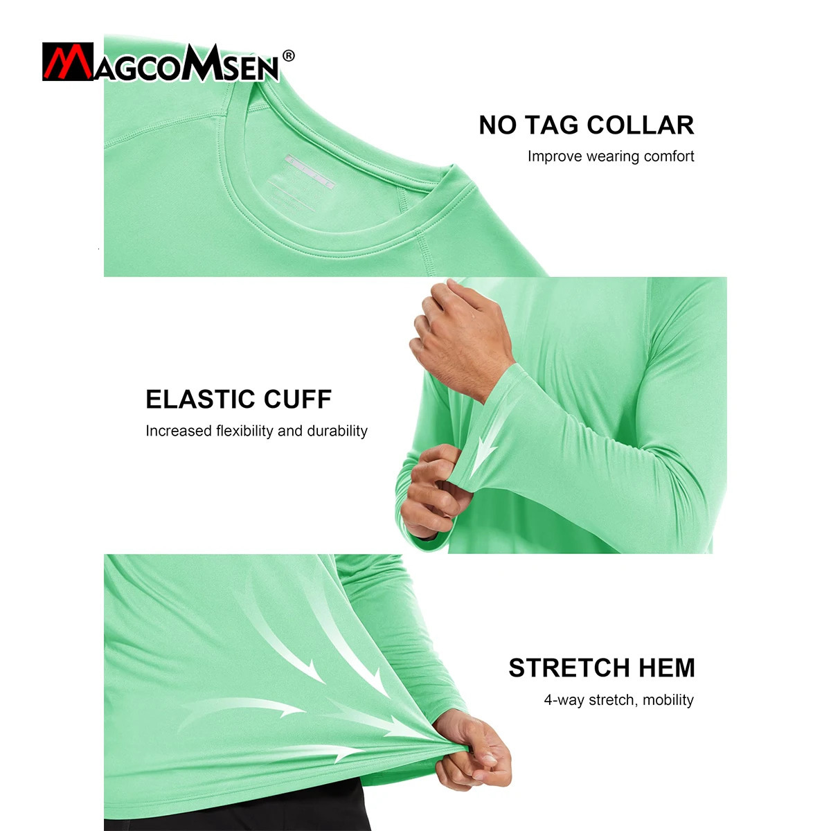 MAGCOMSEN Mens UPF 50Long Sleeve UV resistant T-shirt Summer Quick drying Fishing Sunscreen Sweatshirt Running Roller Top 241024