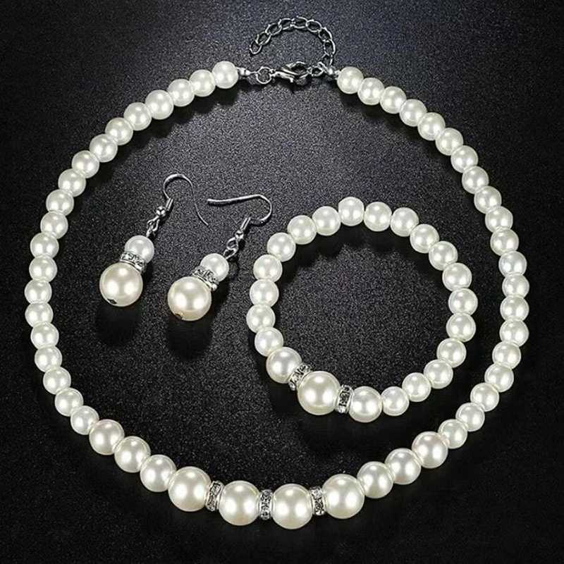 Fashion Pearl Jewelry Set Simulated Pearl Double layered Luxury Earrings Necklace Wedding Daily Paradigm Necklace Bracelet Set W241023